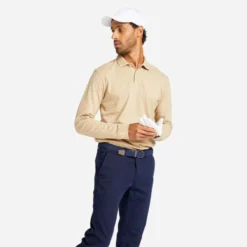 POLO GOLF MANCHES LONGUES HOMME - MW500 BEIGE