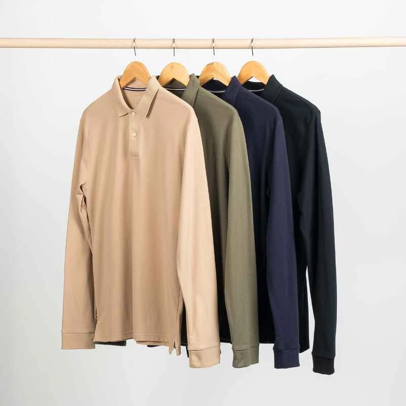 POLO GOLF MANCHES LONGUES HOMME - MW500 BEIGE 5 POLO GOLF MANCHES LONGUES HOMME - MW500 BEIGE – Image 5