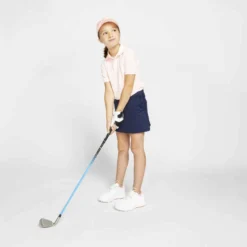 Polo De Golf Manches Courtes Enfant MW500 Rose -Sportmania polo de golf pour enfant temps tempere bleu indigo 2