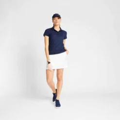 Polo De Golf Manches Courtes Femme WW500 Bleu Marine -Sportmania polo de golf respirant femme bleu marine 3