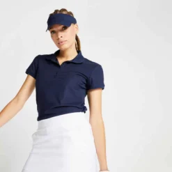 Polo De Golf Manches Courtes Femme WW500 Bleu Marine -Sportmania polo de golf respirant femme bleu marine 4