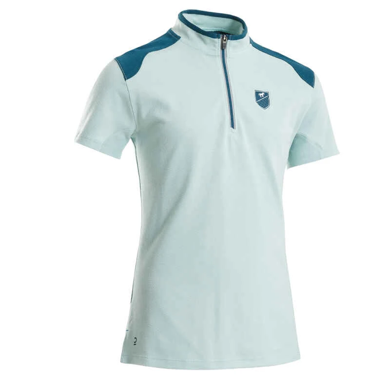 Polo Manches Courtes équitation Enfant 500 Vert Clair Et Vert Pétrole 4 Polo Manches Courtes équitation Enfant 500 Vert Clair Et Vert Pétrole – Image 4