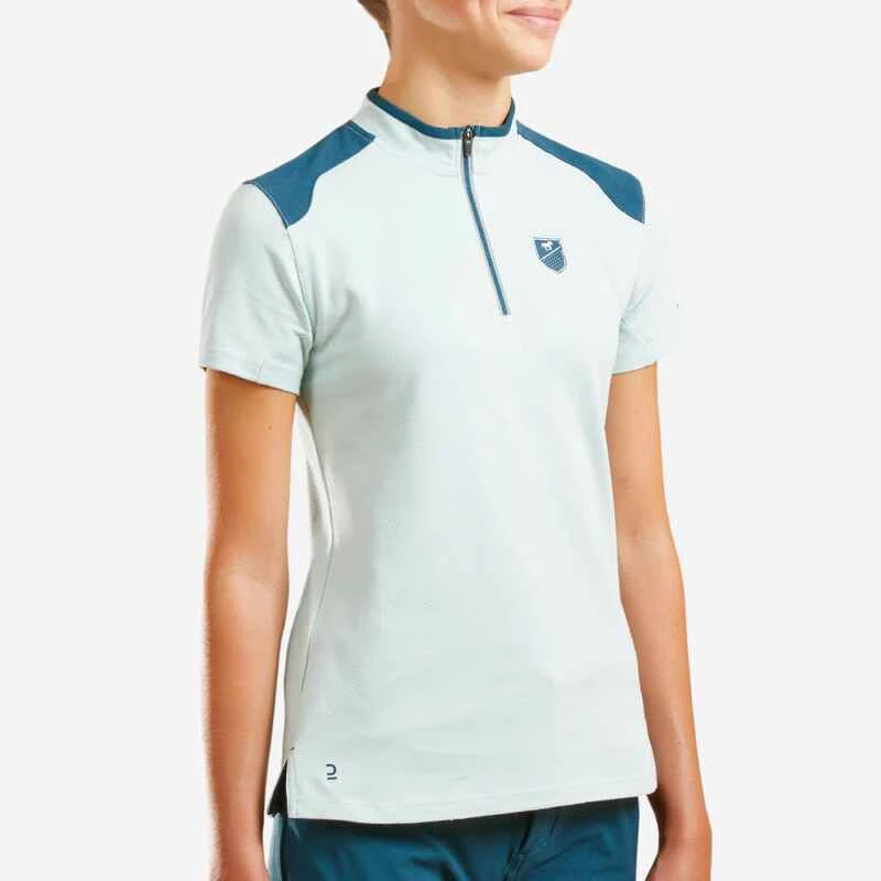 Polo Manches Courtes équitation Enfant 500 Vert Clair Et Vert Pétrole 1 Polo Manches Courtes équitation Enfant 500 Vert Clair Et Vert Pétrole