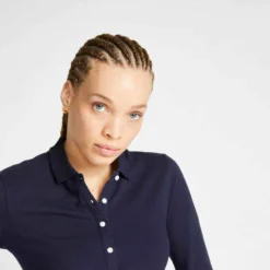 POLO GOLF MANCHES LONGUES FEMME - MW500 BLEU MARINE -Sportmania polo manches longues de golf femme rose pale 2