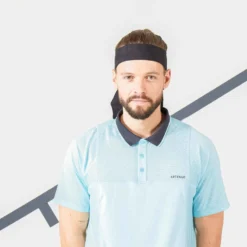 Polo Tennis Manches Courtes Homme - ARTENGO DRY Bleu Ciel Gris -Sportmania polo tennis manches courtes homme tpo dry marine bleu ciel 4