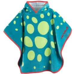 Poncho Bébé Avec Capuche Bleu Vert Imprimé DRAGON -Sportmania poncho bebe avec capuche bleu vert imprime dragon 2
