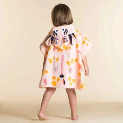 Poncho De Bain Coton Bébé - Girafe Blanc Rose -Sportmania poncho bebe slash enfant blanc rose avec capuche imprime girafe 3