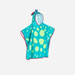 Poncho De Bain Coton Bébé - Dragon Bleu-Vert