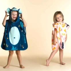 Poncho De Bain Coton Bébé - Singe Bleu Foncé -Sportmania poncho de bain coton bebe singe bleu fonce 3
