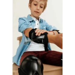 Set 3x2 Protections Roller Trottinette Skate Enfant PLAY Noir -Sportmania protections roller enfant play blanc turquoise 11