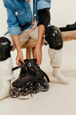 Set 3x2 Protections Roller Trottinette Skate Enfant PLAY Noir -Sportmania protections roller enfant play blanc turquoise 12