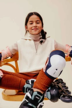 Roller Fitness Enfant FIT 5 Jr Rose Kaki -Sportmania roller fitness enfant fit 5 jr rose kaki 13