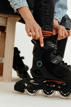 Roller Fitness Adulte FIT100 Noir Mint -Sportmania roller fitness femme fit100 gris peppermint 12