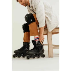 Roller Fitness Adulte FIT100 Noir Argent -Sportmania roller fitness homme fit100 noir gris 9