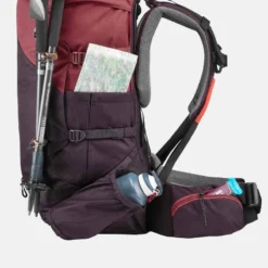 Sac à Dos De Trekking Femme 50 L - MT 100 EASYFIT -Sportmania sac a dos de trekking en montagne femme trek 100 easyfit 50l rouge jed 10