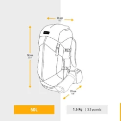 Sac à Dos De Trekking Femme 50 L - MT 100 EASYFIT -Sportmania sac a dos de trekking en montagne femme trek 100 easyfit 50l rouge jed 3