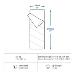 Quechua SAC DE COUCHAGE EN COTON POUR LE CAMPING - ARPENAZ 10° COTON -Sportmania sac de couchage en coton pour le camping arpenaz 10 coton 2