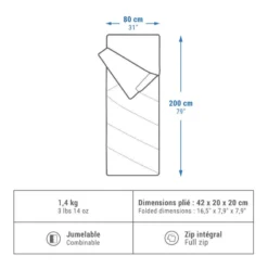 Quechua SAC DE COUCHAGE EN COTON POUR LE CAMPING - ARPENAZ 20° COTON -Sportmania sac de couchage en coton pour le camping arpenaz 20 coton 2