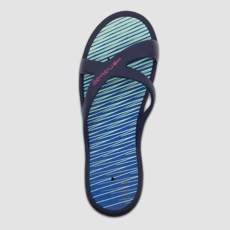 Sandales De Piscine Femme - Slap 500 Print - Lay Bleu Vert 2 Sandales De Piscine Femme - Slap 500 Print - Lay Bleu Vert – Image 2