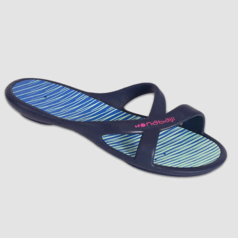 Sandales De Piscine Femme - Slap 500 Print - Lay Bleu Vert 3 Sandales De Piscine Femme - Slap 500 Print - Lay Bleu Vert – Image 3