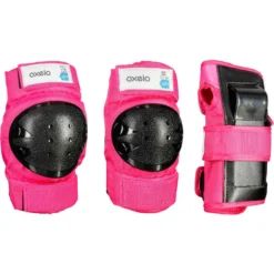 Set 3x2 Protections Roller Skate Trottinette Enfant BASIC Rose
