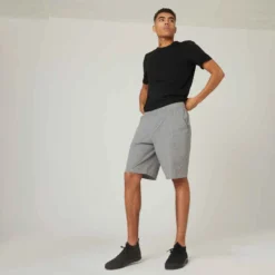 Short Coton Extensible Fitness Long Gris Chiné 9 Short Coton Extensible Fitness Long Gris Chiné -Sportmania short coton extensible fitness long gris chine 2