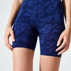 Short Cycliste Fitness Femme - 500 Imprimé Bleu Marine -Sportmania short cycliste fitness femme 500 imprime bleu marine 2