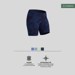 Short Cycliste Fitness Femme - 500 Imprimé Bleu Marine -Sportmania short cycliste fitness femme 500 imprime bleu marine 5