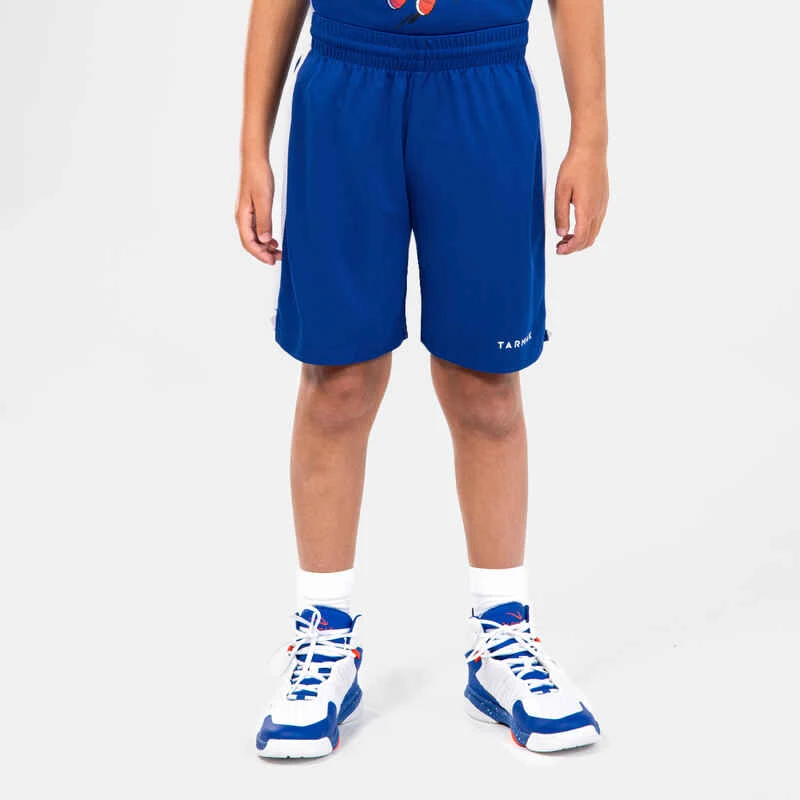 SHORT DE BASKETBALL ENFANT - SH500 BLEU BLANC 1 SHORT DE BASKETBALL ENFANT - SH500 BLEU BLANC