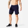 Short De Fitness 2 En 1 Collection Respirant Poche Zippé Homme - Blue Noir