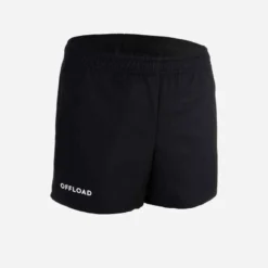 Short De Rugby R100 Avec Poches Enfant Noir