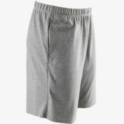Short Fitness Homme Coton Droit Avec Poche Clés - 100 Gris Court -Sportmania short de sport 100 court homme noir 3