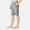 Short Coton Extensible Fitness Long Avec Poches Zippées Slim Gris