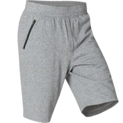 Short Coton Extensible Fitness Long Avec Poches Zippées Slim Gris -Sportmania short de sport 520 long slim homme gris fonce chine 8