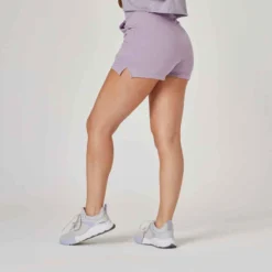 Short Fitness Femme Coton Avec Poche - 520 Mauve -Sportmania short fitness femme majorite coton ecru 1