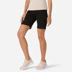Short Coton Fitness Fit+ Coupe Droite Noir