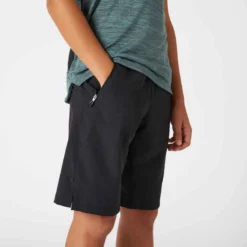 Short Garçon Synthétique Respirant - W500 Noir -Sportmania short resistant et leger marine enfant 2