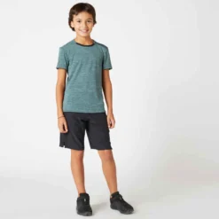 Short Garçon Synthétique Respirant - W500 Noir -Sportmania short resistant et leger marine enfant 4
