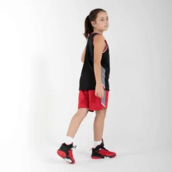 SHORT DE BASKETBALL REVERSIBLE ENFANT - SH500R ROUGE NOIR -Sportmania short reversible de basketball garconslashfille sh500r rouge noir 4