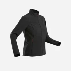 Softshell Chaude Coupe Vent De Trek Montagne - TREK 100 WINDWARM Noir Femme