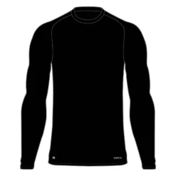 Kipsta SOUS-VETEMENT THERMIQUE HAUT MANCHES LONGUES ADULTE NOIR KEEPCOMFORT 100 -Sportmania sous vetement haut keepcomfort manches longues adulte football gris 4