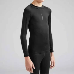 Kipsta SOUS-VETEMENT THERMIQUE HAUT MANCHES LONGUES ENFANT NOIR KEEPCONFORT 100 -Sportmania sous vetement haut keepcomfort manches longues enfant football noir 3