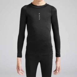 Kipsta SOUS-VETEMENT THERMIQUE HAUT MANCHES LONGUES ENFANT NOIR KEEPCONFORT 100 -Sportmania sous vetement haut keepcomfort manches longues enfant football noir 4