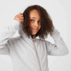 Survêtement Chaud Enfant - 500 Gris Avec Zip Doré -Sportmania survetement chaud enfant 500 gris avec zip dore 2