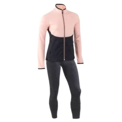 Survêtement Enfant Synthétique Respirant - S500 Gris Foncé Et Rose -Sportmania survetement chaud synthetique respirant s500 fille gym enfant rose gris 8