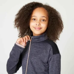 Survêtement Enfant Synthétique Respirant - S500 Noir Et Gris Chiné Foncé -Sportmania survetement enfant synthetique respirant s500 gris chine clair et rose 4