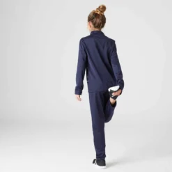 Survêtement Enfant Synthétique Respirant - Gym'y Bleu Avec Imprimé -Sportmania survetement gym y chaud synthetique respirant s500 fille gym enfant rose 2