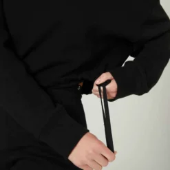 Sweat Crop Fitness Femme - 520 Noir -Sportmania sweat 520 crop col rond avec lien de serrage majorite coton fitness noir 8