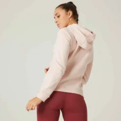 Sweat-shirt à Capuche Fitness Femme - 520 Quartz Rose -Sportmania sweat a capuche fitness poche kangourou rose 1