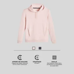 Sweat-shirt à Capuche Fitness Femme - 520 Quartz Rose -Sportmania sweat a capuche fitness poche kangourou rose 6